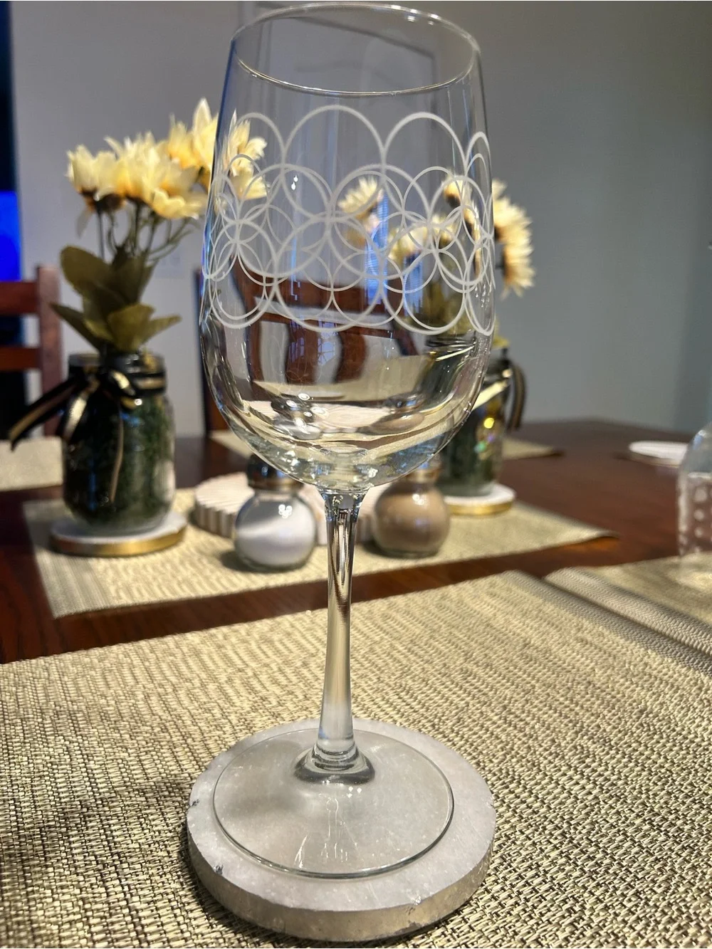 Etched Clear Wine Glass Set - Elegant Clear Stemware